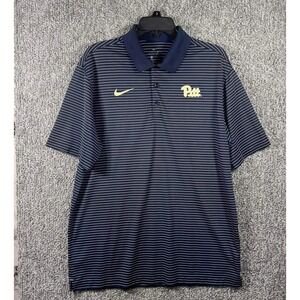 Nike Polo Shirt Navy Blue Pitt Panthers Dri-FIT Striped Mens Large